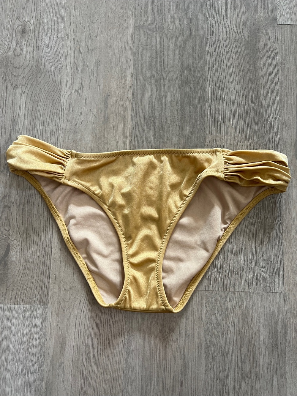 Victoria Secret Gold Bikini Swim Bottom with Side Ruching